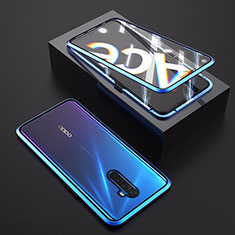 Luxury Aluminum Metal Frame Mirror Cover Case 360 Degrees M06 for Oppo Reno Ace Blue