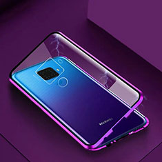 Luxury Aluminum Metal Frame Mirror Cover Case 360 Degrees M07 for Huawei Nova 5i Pro Purple