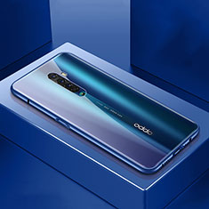 Luxury Aluminum Metal Frame Mirror Cover Case 360 Degrees M07 for Oppo Reno2 Blue