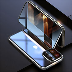 Luxury Aluminum Metal Frame Mirror Cover Case 360 Degrees M08 for Apple iPhone 14 Pro Max Silver