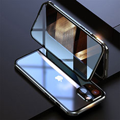 Luxury Aluminum Metal Frame Mirror Cover Case 360 Degrees M08 for Apple iPhone 15 Black