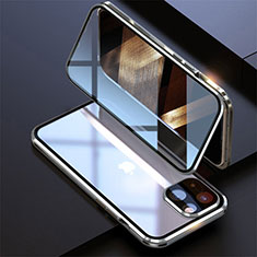 Luxury Aluminum Metal Frame Mirror Cover Case 360 Degrees M08 for Apple iPhone 15 Plus Silver