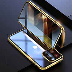 Luxury Aluminum Metal Frame Mirror Cover Case 360 Degrees M08 for Apple iPhone 16 Pro Gold