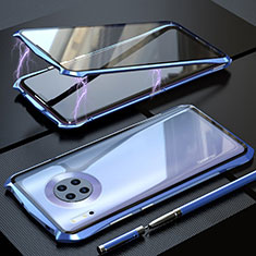 Luxury Aluminum Metal Frame Mirror Cover Case 360 Degrees M08 for Huawei Mate 30E Pro 5G Blue