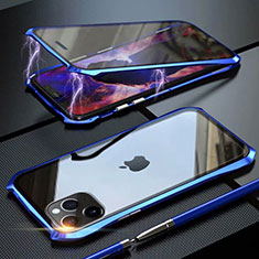 Luxury Aluminum Metal Frame Mirror Cover Case 360 Degrees M10 for Apple iPhone 11 Pro Max Blue