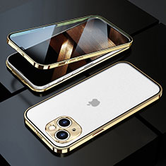 Luxury Aluminum Metal Frame Mirror Cover Case 360 Degrees M10 for Apple iPhone 15 Gold