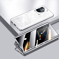 Luxury Aluminum Metal Frame Mirror Cover Case 360 Degrees P01 for Huawei Honor 100 5G Silver