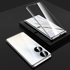 Luxury Aluminum Metal Frame Mirror Cover Case 360 Degrees P01 for Huawei Honor 70 5G Silver