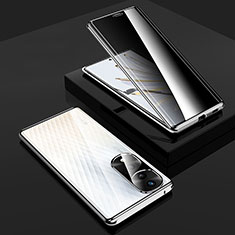 Luxury Aluminum Metal Frame Mirror Cover Case 360 Degrees P01 for Huawei Honor 70 Pro 5G Silver