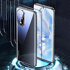 Luxury Aluminum Metal Frame Mirror Cover Case 360 Degrees P01 for Huawei Honor 80 5G Black