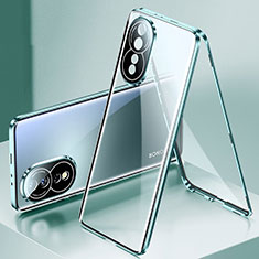 Luxury Aluminum Metal Frame Mirror Cover Case 360 Degrees P01 for Huawei Honor 80 5G Silver