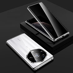 Luxury Aluminum Metal Frame Mirror Cover Case 360 Degrees P01 for Huawei Honor Magic3 Pro+ Plus 5G Silver