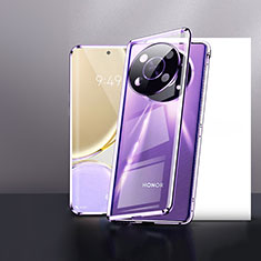 Luxury Aluminum Metal Frame Mirror Cover Case 360 Degrees P01 for Huawei Honor Magic4 Lite 5G Purple