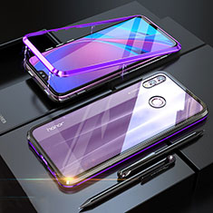 Luxury Aluminum Metal Frame Mirror Cover Case 360 Degrees P01 for Huawei Honor V10 Lite Purple