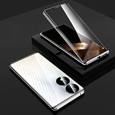 Luxury Aluminum Metal Frame Mirror Cover Case 360 Degrees P01 for Huawei Honor X7b Silver