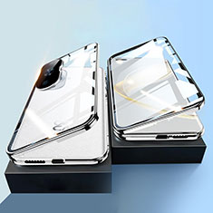 Luxury Aluminum Metal Frame Mirror Cover Case 360 Degrees P01 for Huawei Nova 11 Pro Silver