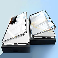 Luxury Aluminum Metal Frame Mirror Cover Case 360 Degrees P01 for Huawei Nova 11 Silver