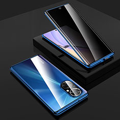 Luxury Aluminum Metal Frame Mirror Cover Case 360 Degrees P01 for Huawei Nova 9 Blue