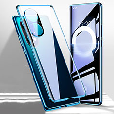 Luxury Aluminum Metal Frame Mirror Cover Case 360 Degrees P01 for Huawei P50e Blue