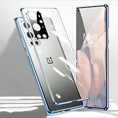 Luxury Aluminum Metal Frame Mirror Cover Case 360 Degrees P01 for OnePlus 9 Pro 5G Blue