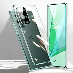 Luxury Aluminum Metal Frame Mirror Cover Case 360 Degrees P01 for OnePlus 9R 5G Green