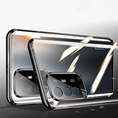 Luxury Aluminum Metal Frame Mirror Cover Case 360 Degrees P01 for Oppo A94 5G Black
