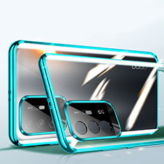 Luxury Aluminum Metal Frame Mirror Cover Case 360 Degrees P01 for Oppo A94 5G Green