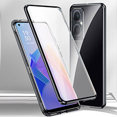 Luxury Aluminum Metal Frame Mirror Cover Case 360 Degrees P01 for Oppo K11x 5G Black