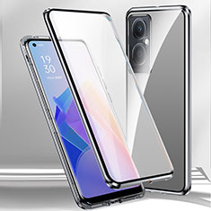 Luxury Aluminum Metal Frame Mirror Cover Case 360 Degrees P01 for Oppo K11x 5G Silver