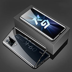 Luxury Aluminum Metal Frame Mirror Cover Case 360 Degrees P01 for Oppo K9 5G Black