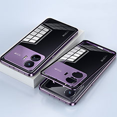 Luxury Aluminum Metal Frame Mirror Cover Case 360 Degrees P01 for Realme GT Neo5 SE 5G Purple