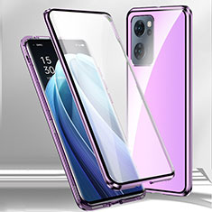 Luxury Aluminum Metal Frame Mirror Cover Case 360 Degrees P01 for Realme Q5i 5G Purple