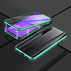 Luxury Aluminum Metal Frame Mirror Cover Case 360 Degrees P01 for Vivo iQOO U1 Green