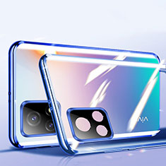 Luxury Aluminum Metal Frame Mirror Cover Case 360 Degrees P01 for Vivo iQOO U3 5G Blue