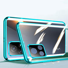 Luxury Aluminum Metal Frame Mirror Cover Case 360 Degrees P01 for Vivo iQOO U3 5G Green