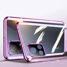 Luxury Aluminum Metal Frame Mirror Cover Case 360 Degrees P01 for Vivo iQOO U3 5G Purple