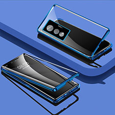 Luxury Aluminum Metal Frame Mirror Cover Case 360 Degrees P01 for Vivo X70 5G Blue
