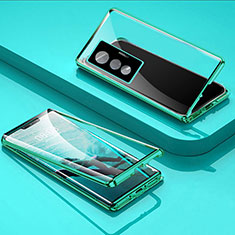 Luxury Aluminum Metal Frame Mirror Cover Case 360 Degrees P01 for Vivo X70t Green