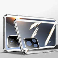 Luxury Aluminum Metal Frame Mirror Cover Case 360 Degrees P01 for Vivo Y31s 5G Silver