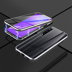 Luxury Aluminum Metal Frame Mirror Cover Case 360 Degrees P01 for Vivo Y70t 5G Silver