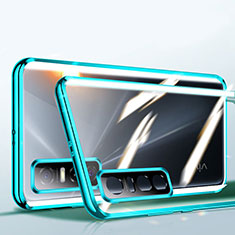 Luxury Aluminum Metal Frame Mirror Cover Case 360 Degrees P01 for Vivo Y73s 5G Green