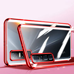 Luxury Aluminum Metal Frame Mirror Cover Case 360 Degrees P01 for Vivo Y73s 5G Red