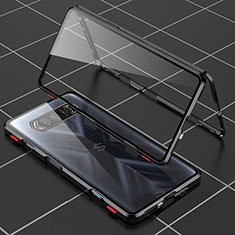 Luxury Aluminum Metal Frame Mirror Cover Case 360 Degrees P01 for Xiaomi Black Shark 4 Pro 5G Black