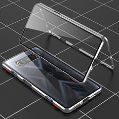 Luxury Aluminum Metal Frame Mirror Cover Case 360 Degrees P01 for Xiaomi Black Shark 4 Pro 5G Silver