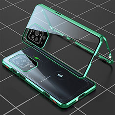 Luxury Aluminum Metal Frame Mirror Cover Case 360 Degrees P01 for Xiaomi Black Shark 5 Pro 5G Green