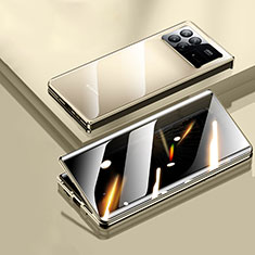 Luxury Aluminum Metal Frame Mirror Cover Case 360 Degrees P01 for Xiaomi Mix Fold 3 5G Gold