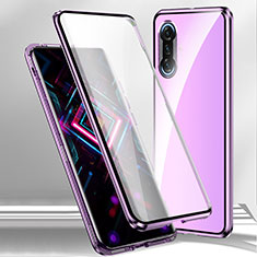 Luxury Aluminum Metal Frame Mirror Cover Case 360 Degrees P01 for Xiaomi Poco F3 GT 5G Purple