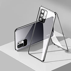 Luxury Aluminum Metal Frame Mirror Cover Case 360 Degrees P01 for Xiaomi POCO M3 Pro 5G Black