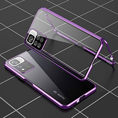 Luxury Aluminum Metal Frame Mirror Cover Case 360 Degrees P01 for Xiaomi Poco X4 NFC Purple
