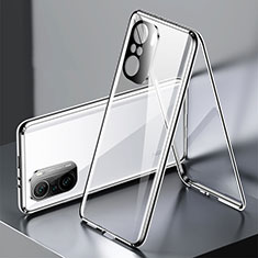 Luxury Aluminum Metal Frame Mirror Cover Case 360 Degrees P01 for Xiaomi Redmi K40 5G Silver